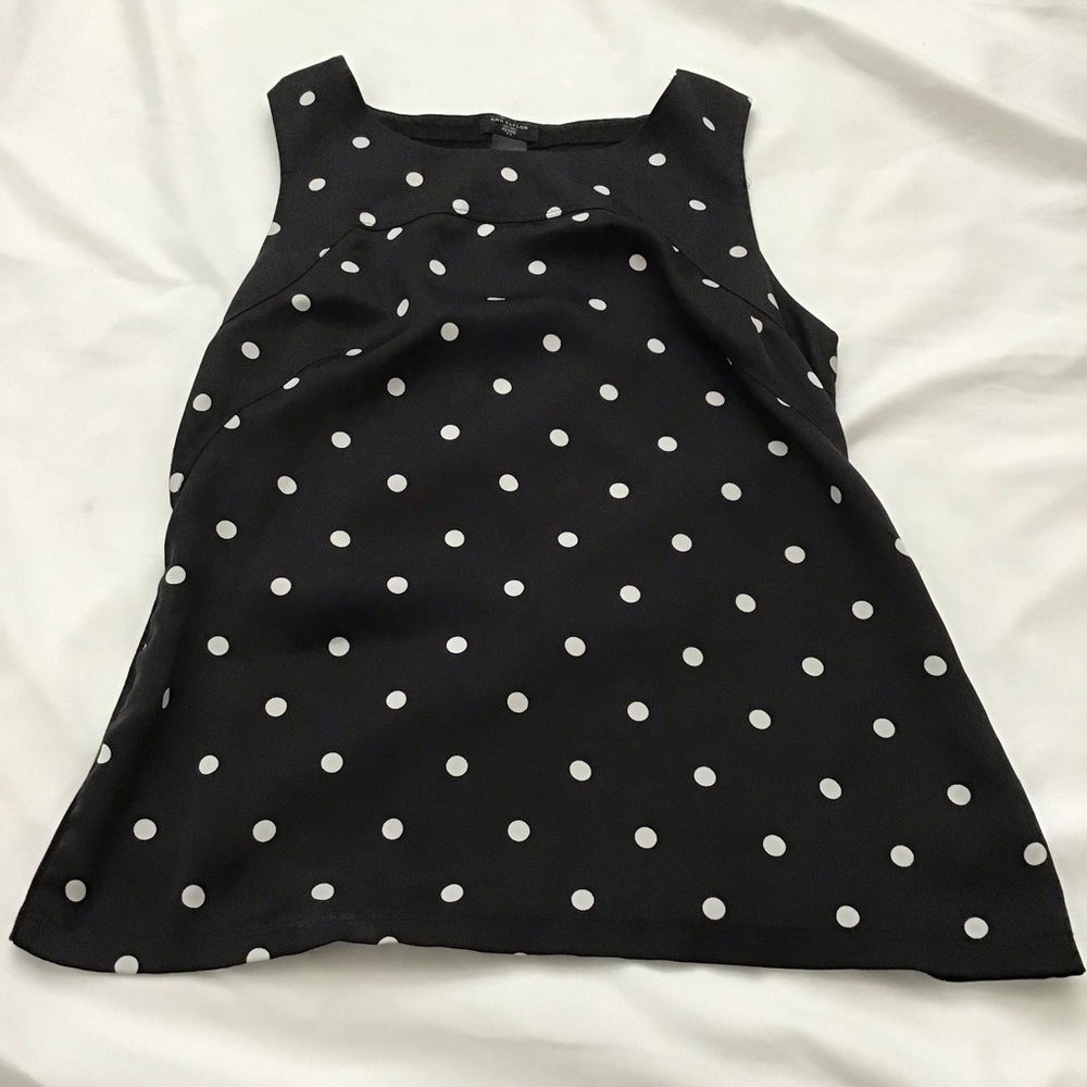 Ann Taylor Black and White Sleeveless Shell Top